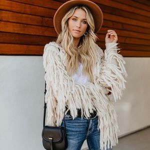 Vici Jackets & Coats - SHAGGY FRINGE JACKET - CREAM SIZE S/M Vici Jackets & Coats - SHAGGY FRINGE JACKET - CREAM SIZE S/M